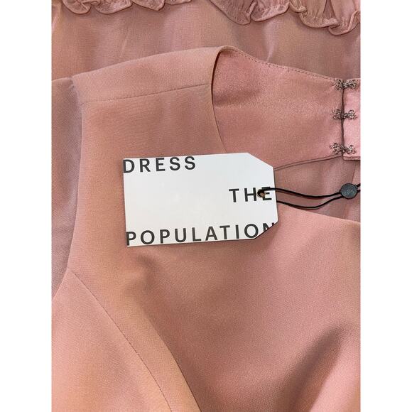 NWT Womens Dress The Population Paola Blush Tiered Blouson-Sleeve‎ Dress Size S - Picture 8 of 11